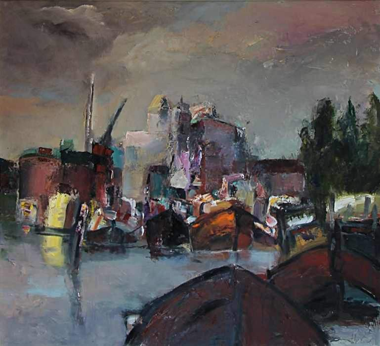 Andreas Homberg, Harburger Hafen, 2003, Öl/Hf, 85x88cm