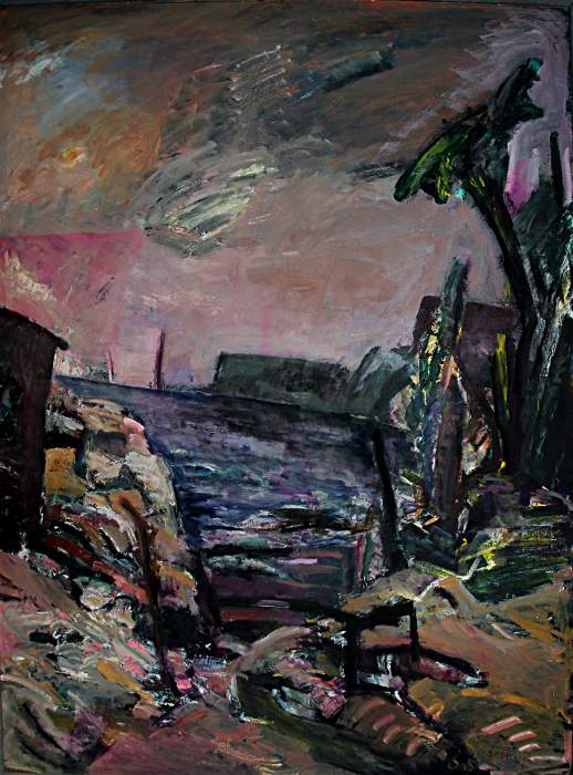 Andreas Homberg, Auf der Insel, 1991, Öl/Hf, 170x120cm