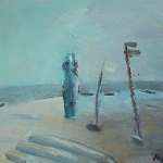 Andreas Homberg, Figur am Strand, 1983, Öl/Hf, 46x53cm